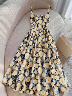 Women's French Romantic Camellia Floral Garden Resort Afternoon Tea Slip